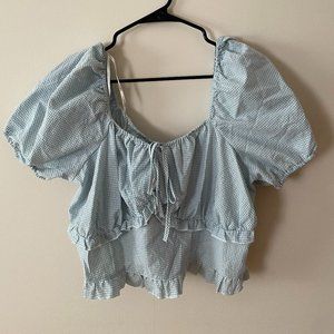 Gingham Ruffle Crop Top 3X NTW